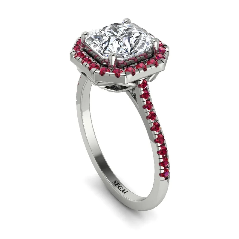 Custom Engagement Ring Set-Gorgeous Radiant Cut Diamond Pave Engagement Ring With Hidden Stone - Felicity No. 48