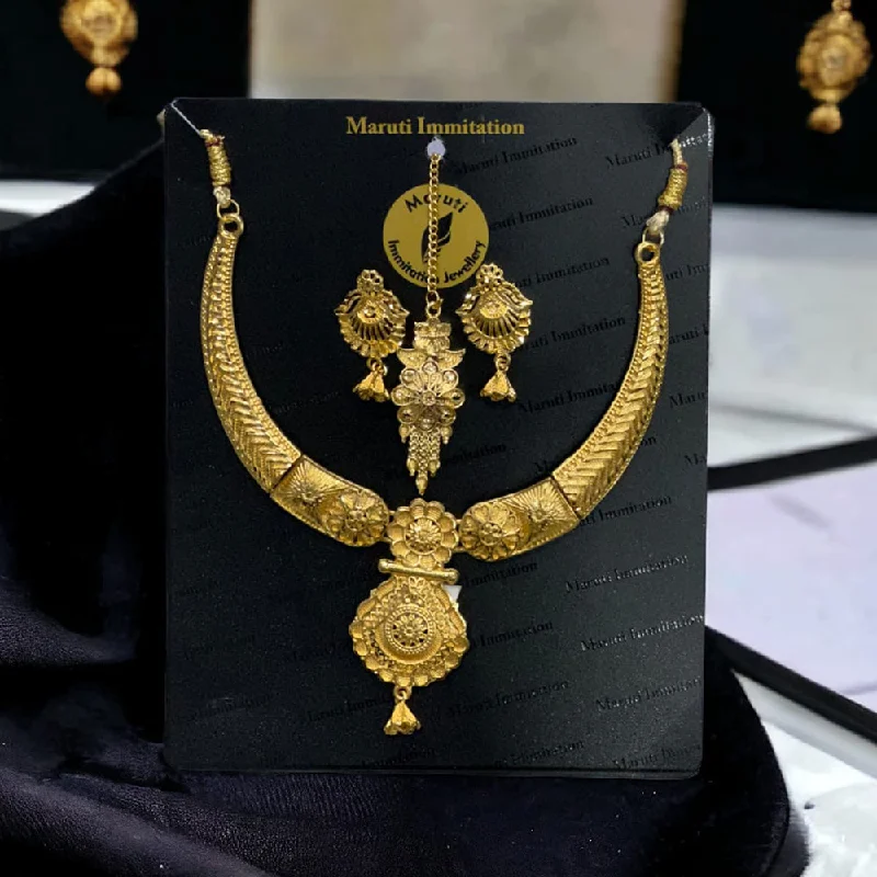 Long Dangle Necklace-Maruti Immitation Gold Plated Necklace Set