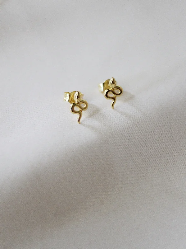 Elegant Leaf Earrings-Mini Snake Studs