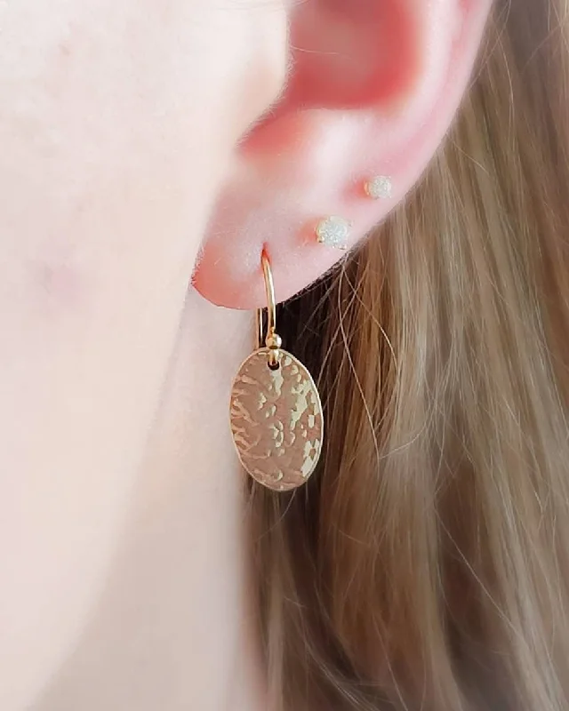 Custom Birthstone Earrings-Gold Oval Disk Earrings