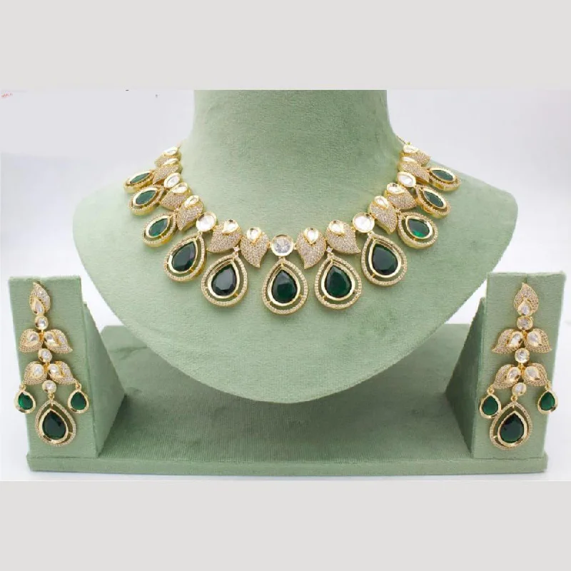 Unique Gemstone Necklace-Manisha Jewellery Gold Plated Kundan Stone Necklace Set