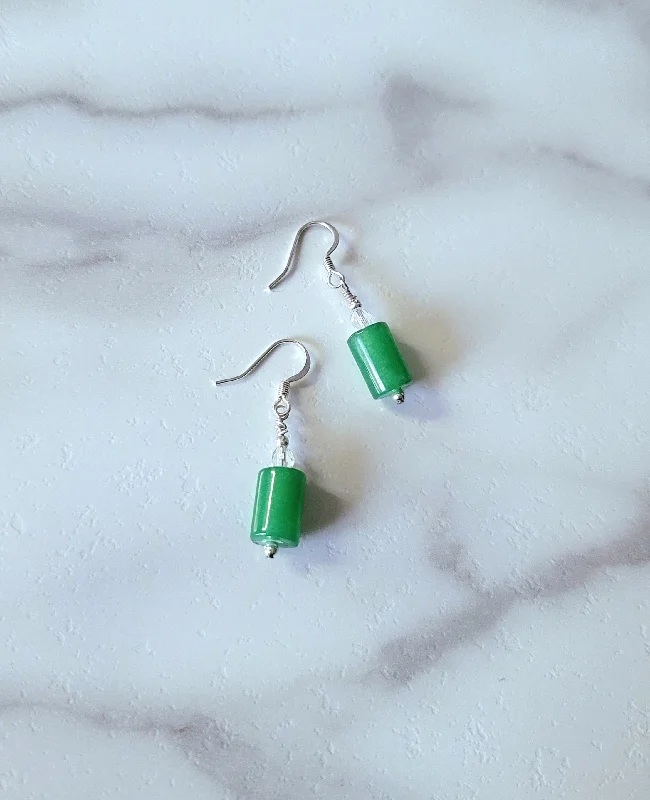 Modern Chain Earrings-Barrel Aventurine Earrings