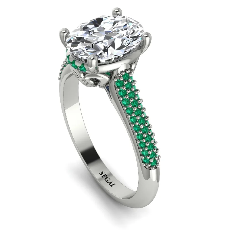 Silver Stackable Rings-Luxury Pave Oval Cut Diamond Engagement Ring With Hidden Stone - Ophelia No. 18