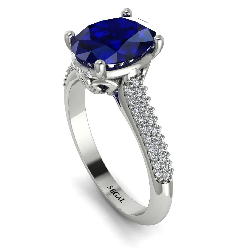 Simple Diamond Ring-Luxury Pave Oval Cut Sapphire Engagement Ring With Hidden Stone - Ophelia No. 15