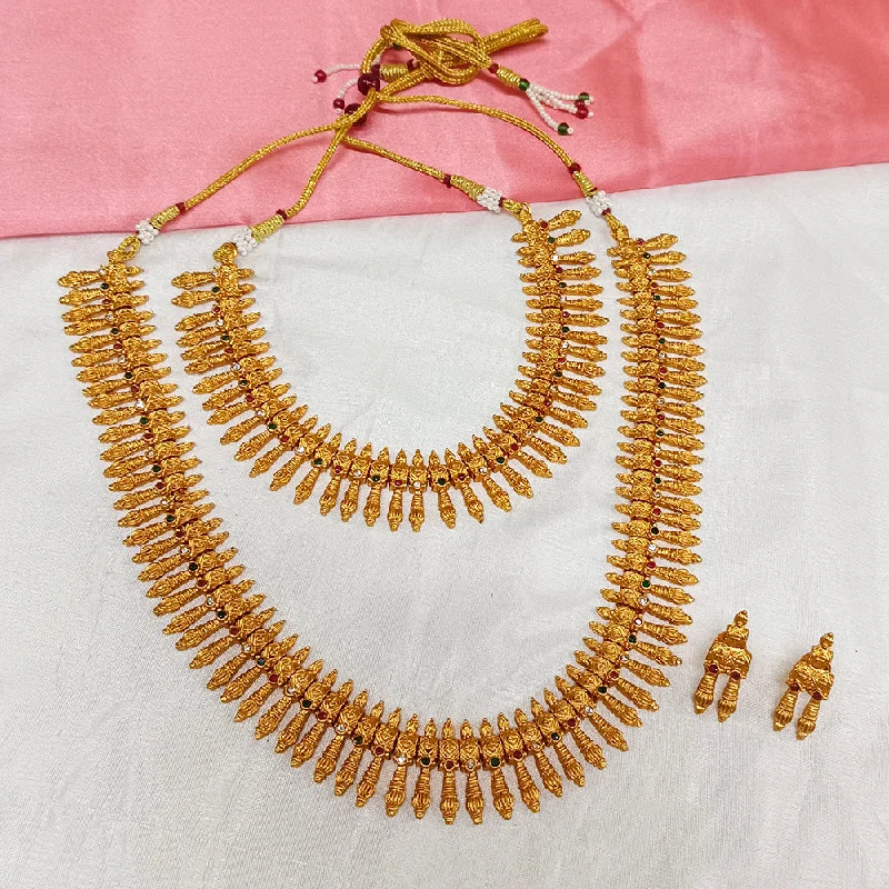 Custom Monogram Necklace-Darshana Jewels Gold Plated Double Necklace Set