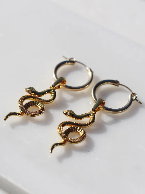 Handcrafted Hoop Earrings-Slytherin Snake Earrings