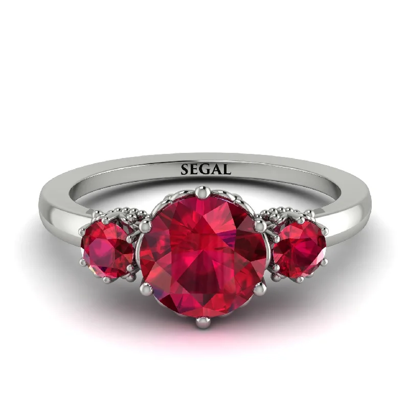 Luxury Engagement Ring-Classic 3 Stone Ruby Engagement Ring - Sofia No. 57