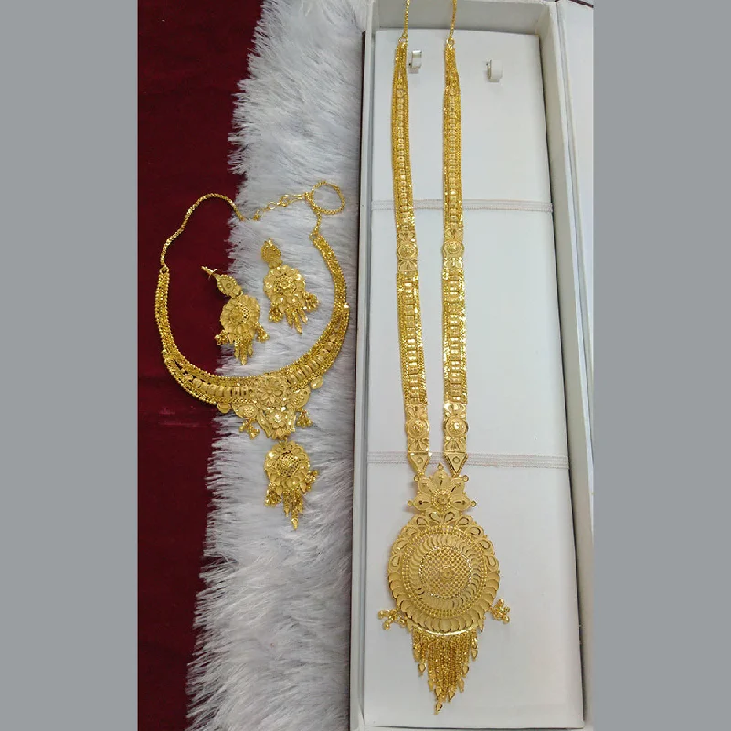 Simple Chain Necklace-Pari Art Jewellery Forming Long And Short Necklace Set