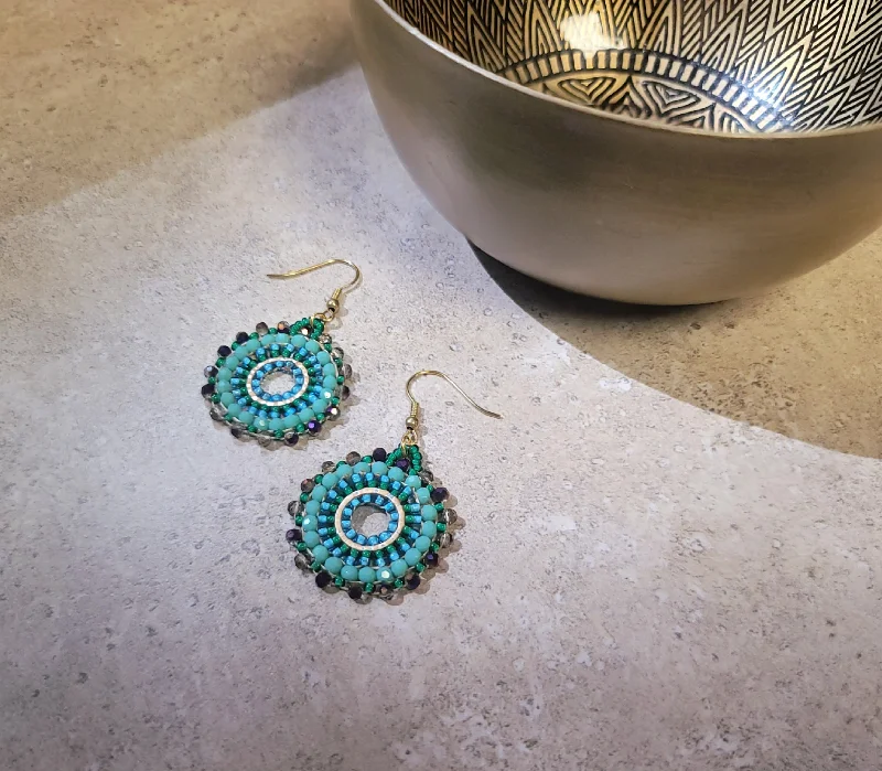 Classic Gold Earrings-Peacock Pinwheel Earrings