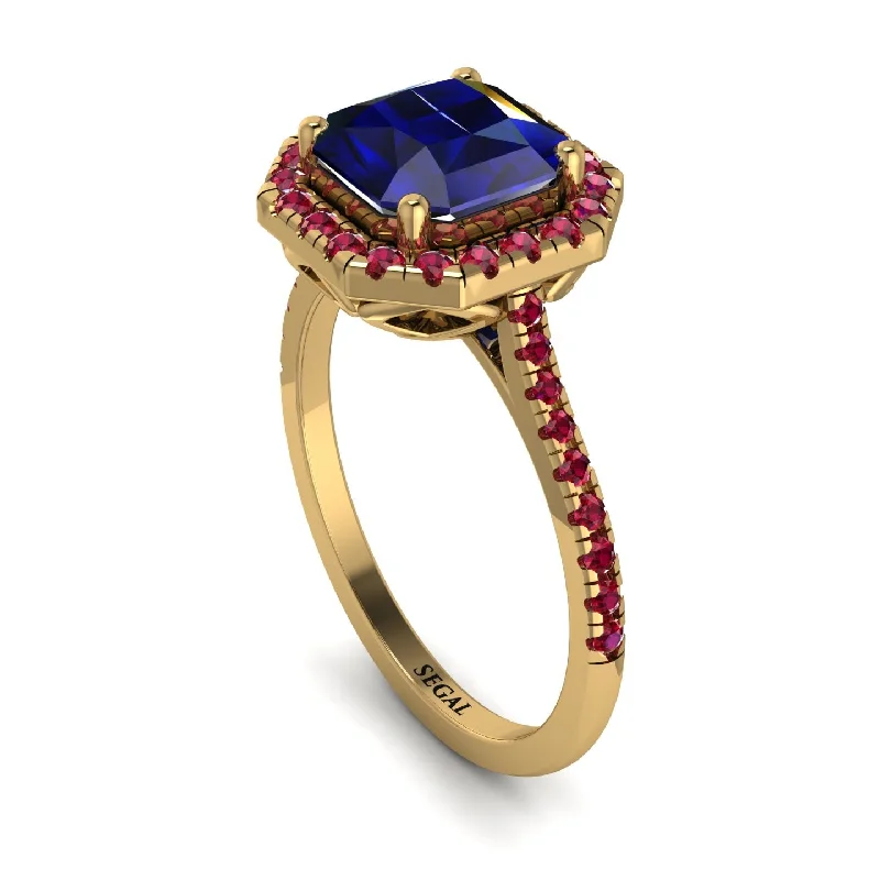 Fancy Engagement Ring-Gorgeous Radiant Cut Sapphire Pave Engagement Ring With Hidden Stone - Felicity No. 58