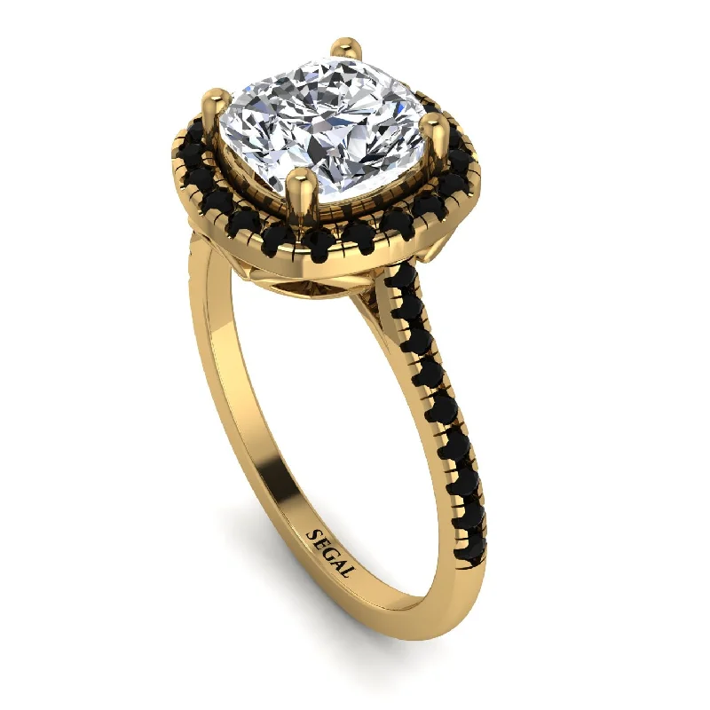 Luxury Gold Ring Set-Gorgeous Cushion Cut Diamond Pave Engagement Ring With Hidden Stone - Kira No. 31