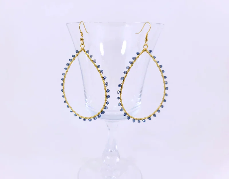 Rose Gold Earrings-Navy Crystal Earrings