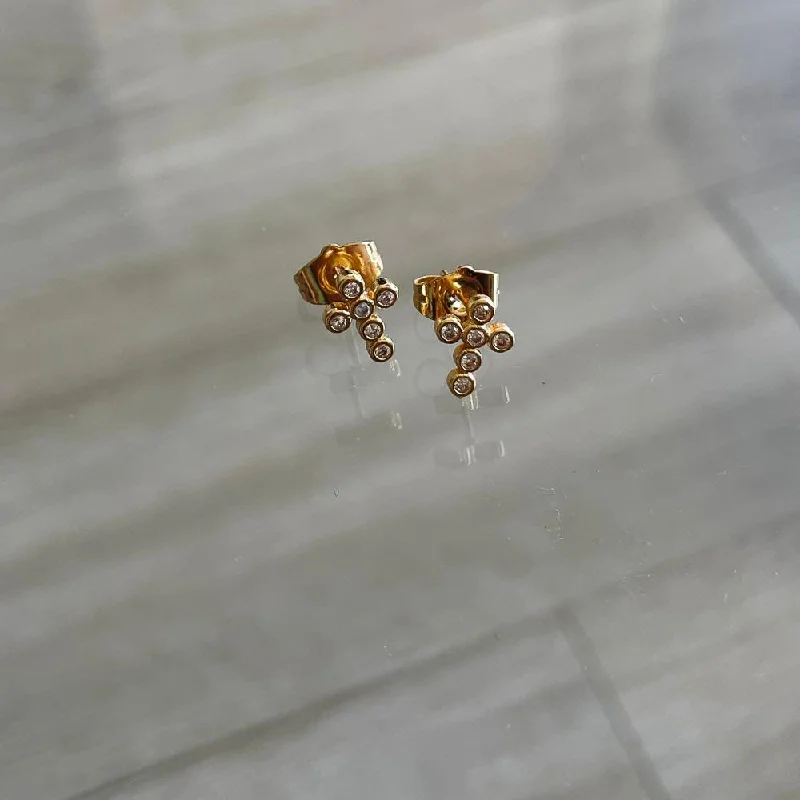 Double Drop Earrings-Mini Cross Stud Earrings