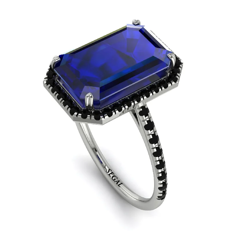 Handmade Promise Ring-Emerald Cut Sapphire Pave Engagement Ring - Nancy No. 45