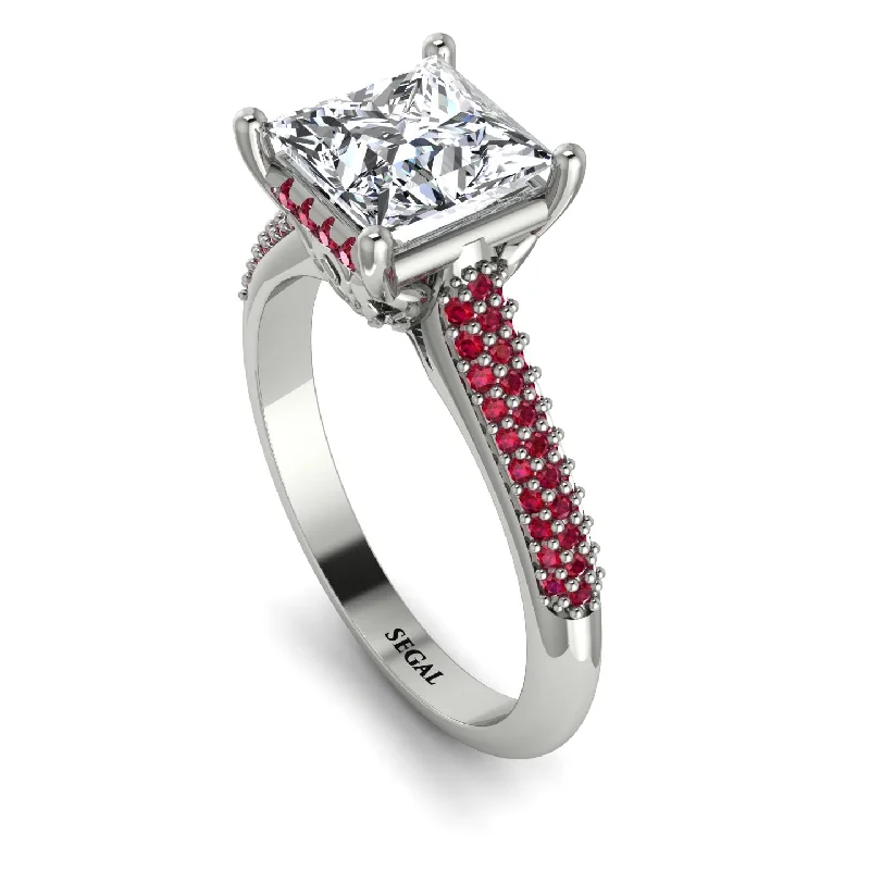 Women's Diamond Ring-Luxury Pave Princess Cut Diamond Engagement Ring With Hidden Stone - Sabrina No. 48