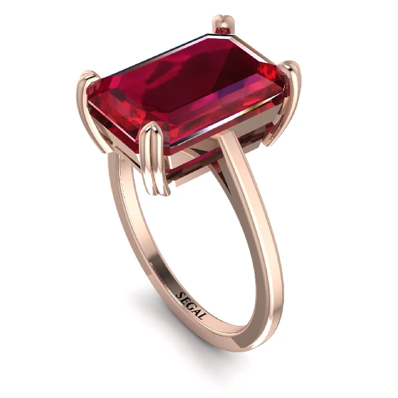 Gold Stacking Rings-Classic Emerald Cut Ruby Engagement Ring - Jakes No. 11