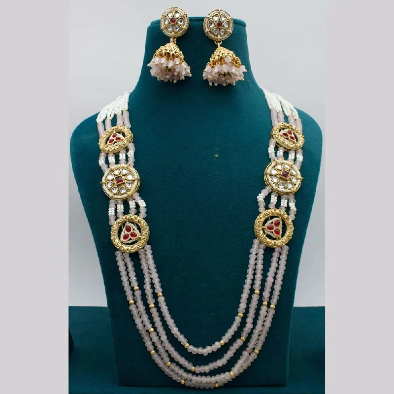 Celestial Star Necklace-Kavita Art Gold Plated Pota Stone Pearls And Beads Long Necklace Set