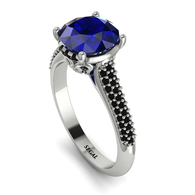 Luxury Engagement Ring-Luxury Pave Round Cut Sapphire Engagement Ring With Hidden Stone - Miracle No. 45