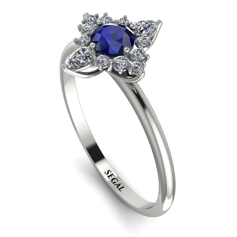 Stylish Diamond Ring-Compass Sapphire Engagement Ring - Rose No. 15