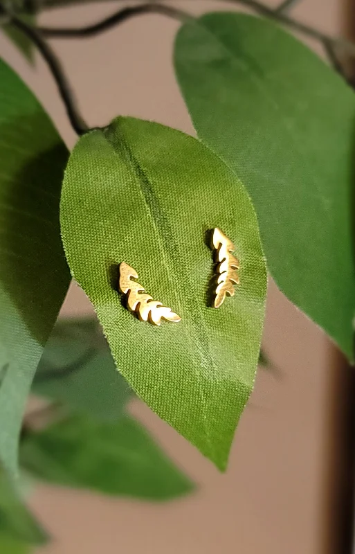 Round Gold Earrings-Small Gold Leaf Earrings