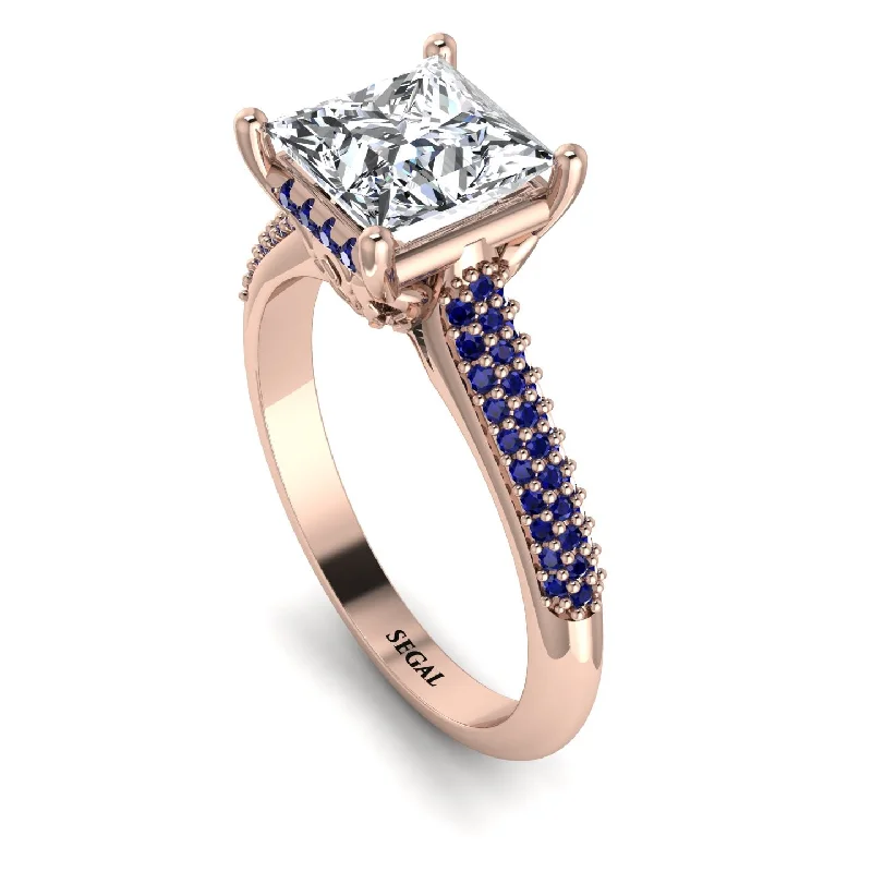 Gold Stacking Rings-Luxury Pave Princess Cut Diamond Engagement Ring With Hidden Stone - Sabrina No. 62