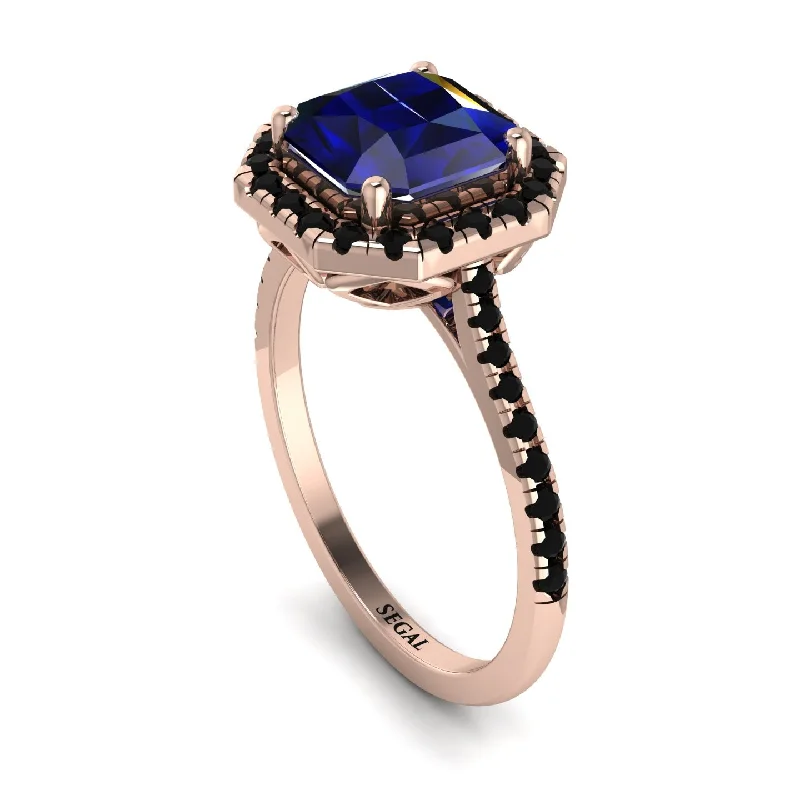 Large Statement Gold Ring-Gorgeous Radiant Cut Sapphire Pave Engagement Ring With Hidden Stone - Felicity No. 44