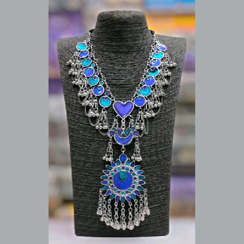 Classic Pearl Necklace-Darshana Jewels Oxidised Plated Meenakari Necklace Set