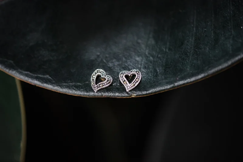 Rainbow Gem Earrings-Marcasite Heart Earrings