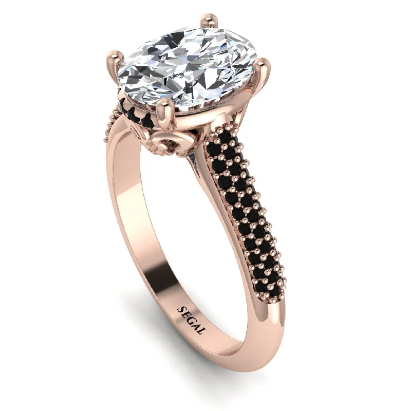 Double Band Ring-Luxury Pave Oval Cut Diamond Engagement Ring With Hidden Stone - Ophelia No. 32