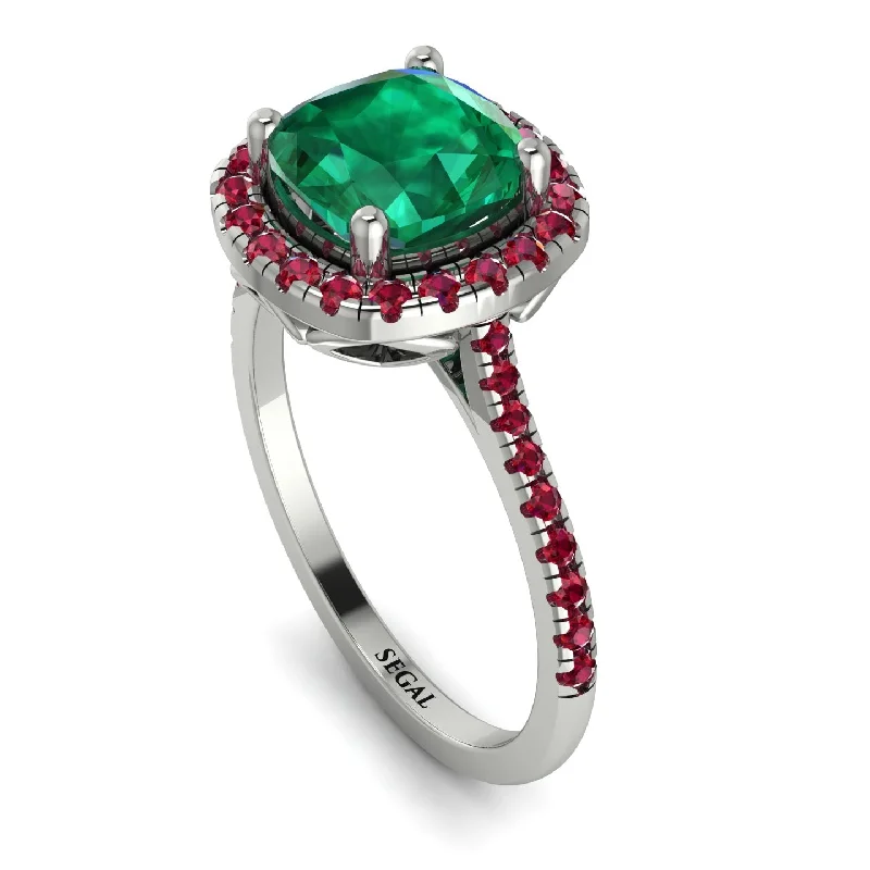 Black Diamond Ring-Gorgeous Cushion Cut Emerald Pave Engagement Ring With Hidden Stone - Kira No. 51