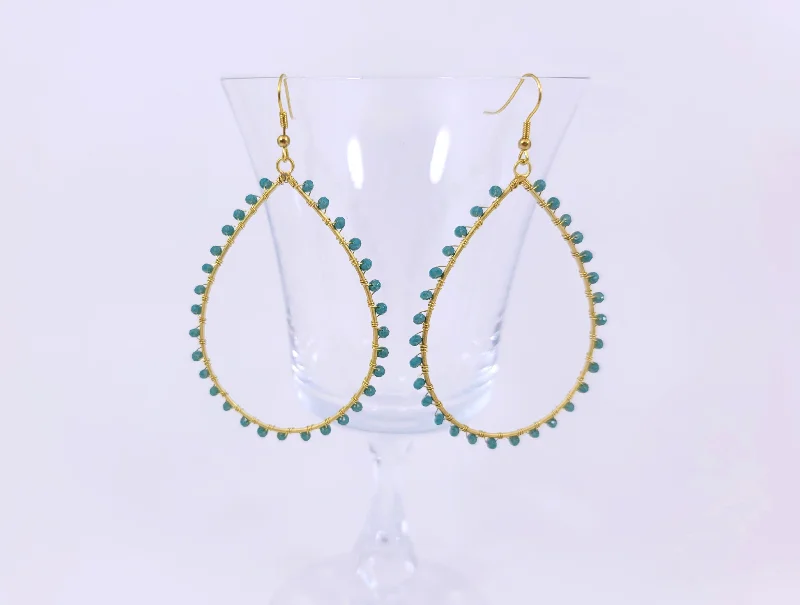 Boho Chic Earrings-Teal Crystal Earrings