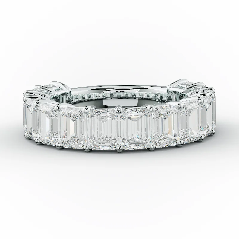 Silver Stackable Rings-5.0 Carat Emerald Diamond Anniversary Band