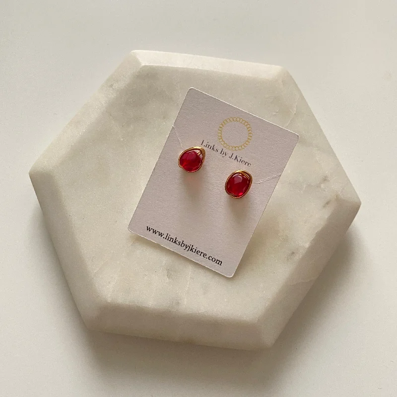 Beautiful Ruby Earrings-The Morgan Earrings in Ruby Red