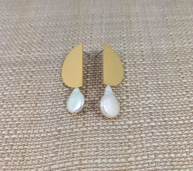 High-Quality Stud Earrings-Gold Moon Phase Earrings