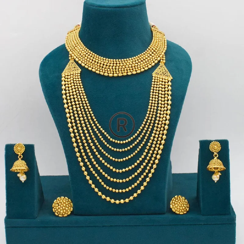 Double Pendant Necklace-Manisha Jewellery Gold Plated Double Necklace Set