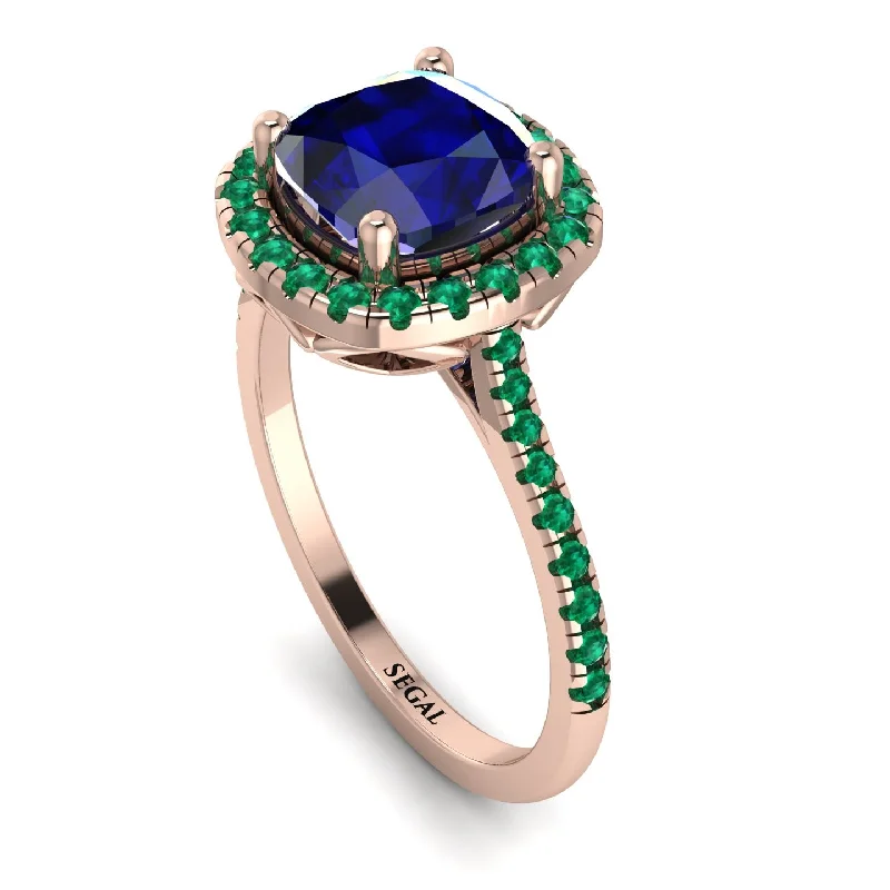 Fashionable Ruby Ring-Gorgeous Cushion Cut Sapphire Pave Engagement Ring With Hidden Stone - Kira No. 29