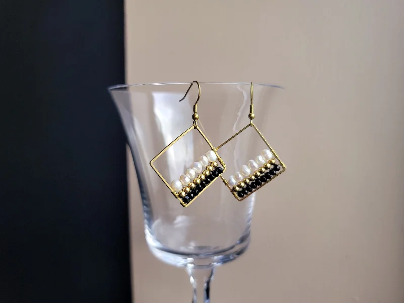 Nature-Inspired Gold Earrings-Midnight Trifecta Earrings