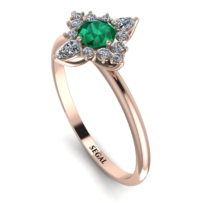 Silver Heart Shaped Ring-Compass Emerald Engagement Ring - Rose No. 5