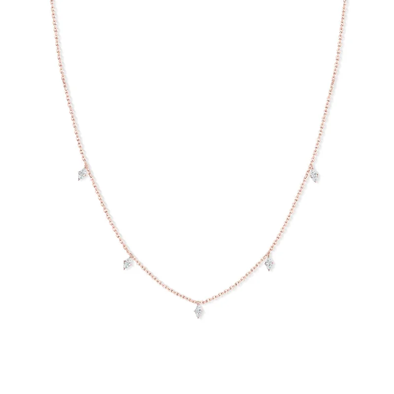 Simple Diamond Necklace-The Diana - Rose Gold