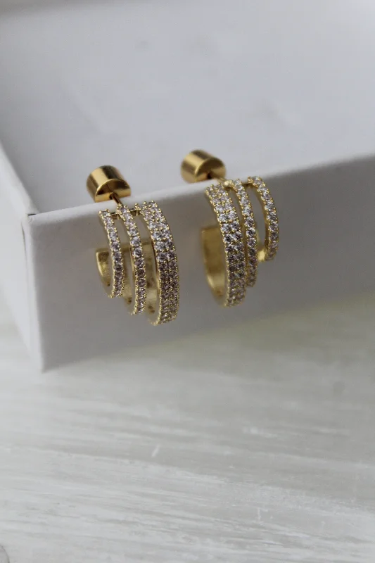 Bridal Wedding Earrings-Fiji CZ Stud Hoops