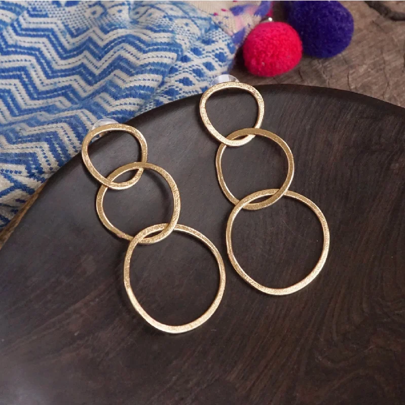 Geometric Hoop Earrings-Round & Round Golden Boho Hoop Earrings