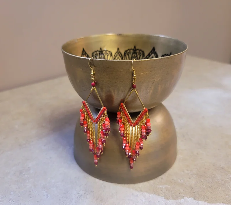 Black Diamond Earrings-Red Fabulous Fringe Earrings