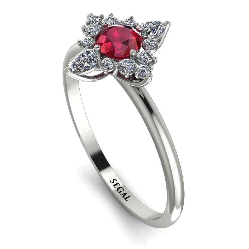 Diamond Ring for Anniversary-Compass Ruby Engagement Ring - Rose No. 12