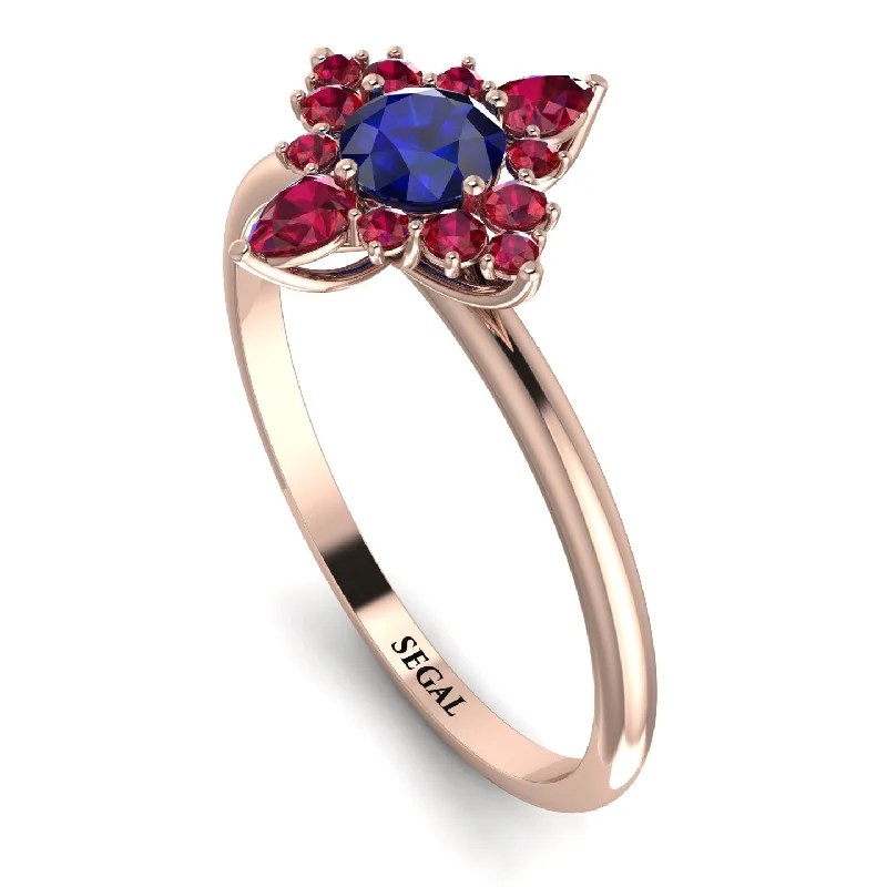 Birthstone Wedding Ring-Compass Sapphire Engagement Ring - Rose No. 59