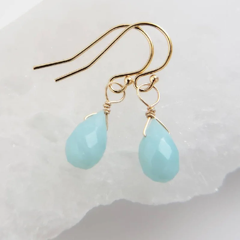 Pear Shaped Earrings-Tiny Amazonite Earrings