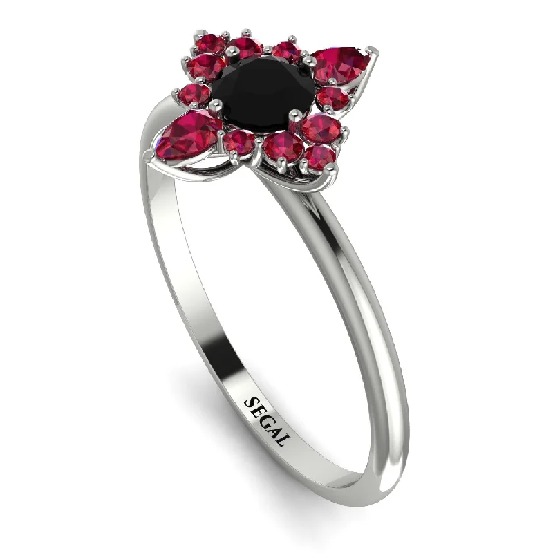 Classic Gemstone Wedding Band-Compass Black Diamond Engagement Ring - Rose No. 54