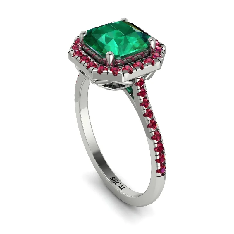 Men's Engagement Ring-Gorgeous Radiant Cut Emerald Pave Engagement Ring With Hidden Stone - Felicity No. 51