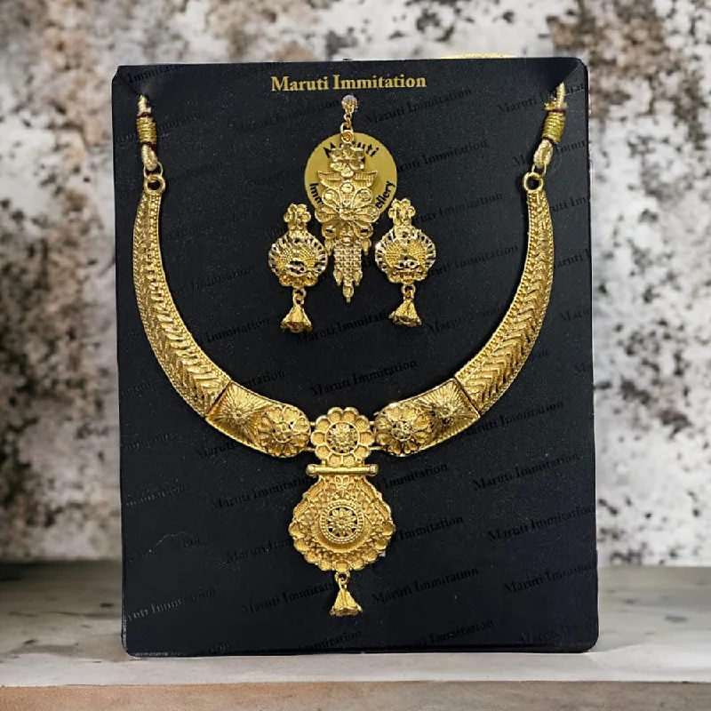 Elegant Gold Leaf Necklace-Maruti Immitation Gold Plated Necklace Set