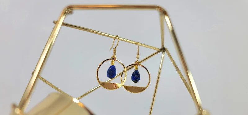 Colorful Pearl Earrings-Lapis Moon Earrings