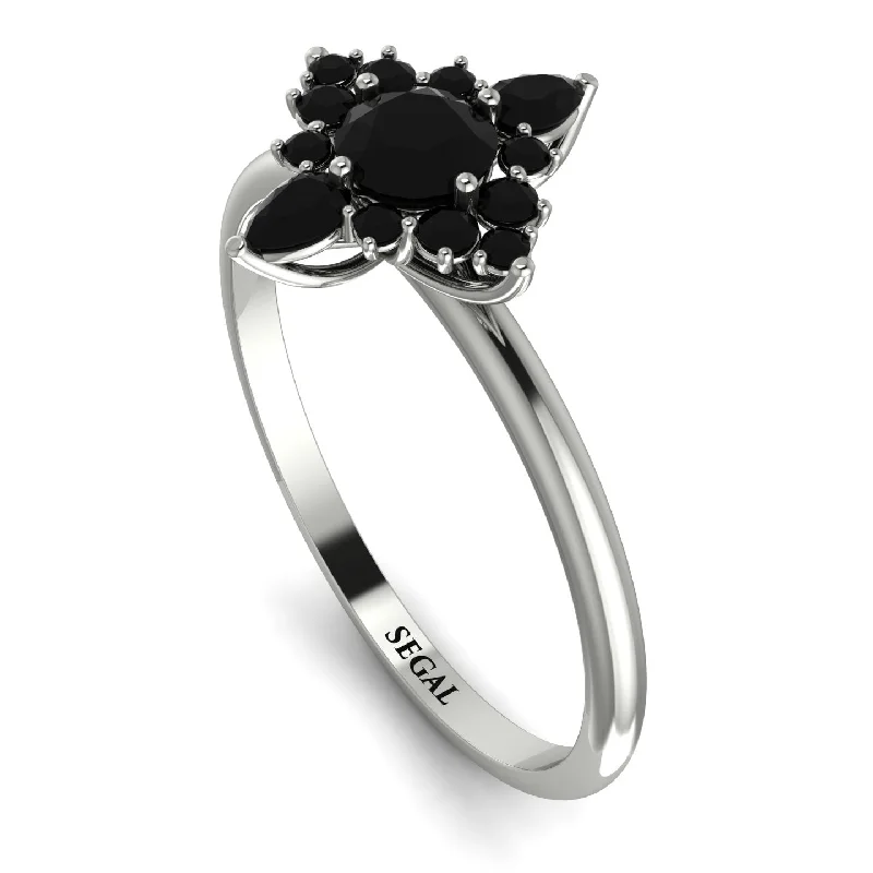 Elegant Cocktail Ring-Compass Black Diamond Engagement Ring - Rose No. 39